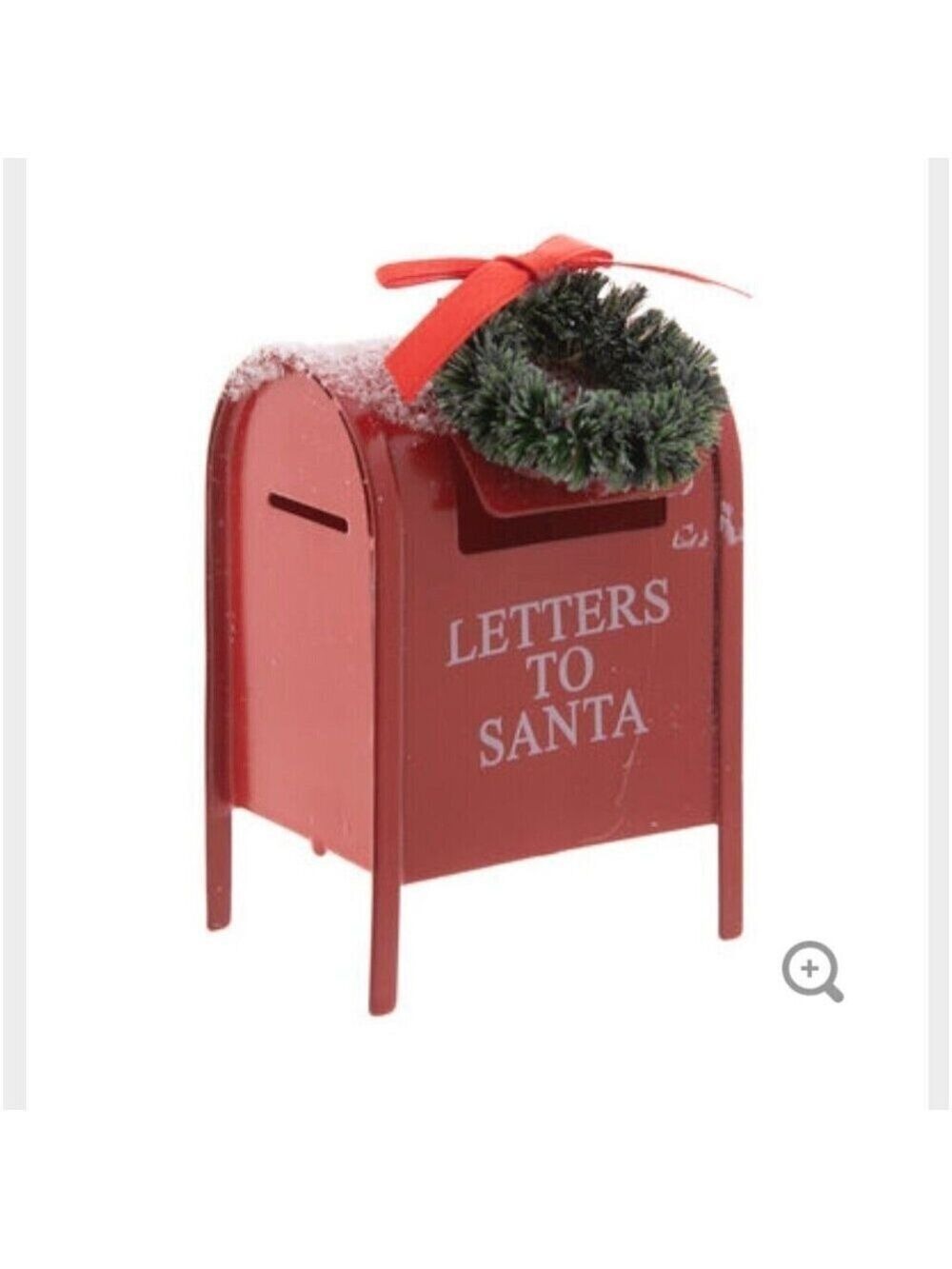 Mini Red Santa Mailbox Ornament Wreath Bow Christmas Kitchen Tiered Tray Decor